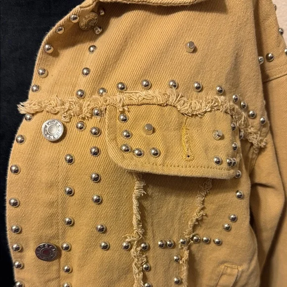 Silver Studded Khaki Colored Jacket - Picture 3 of 7